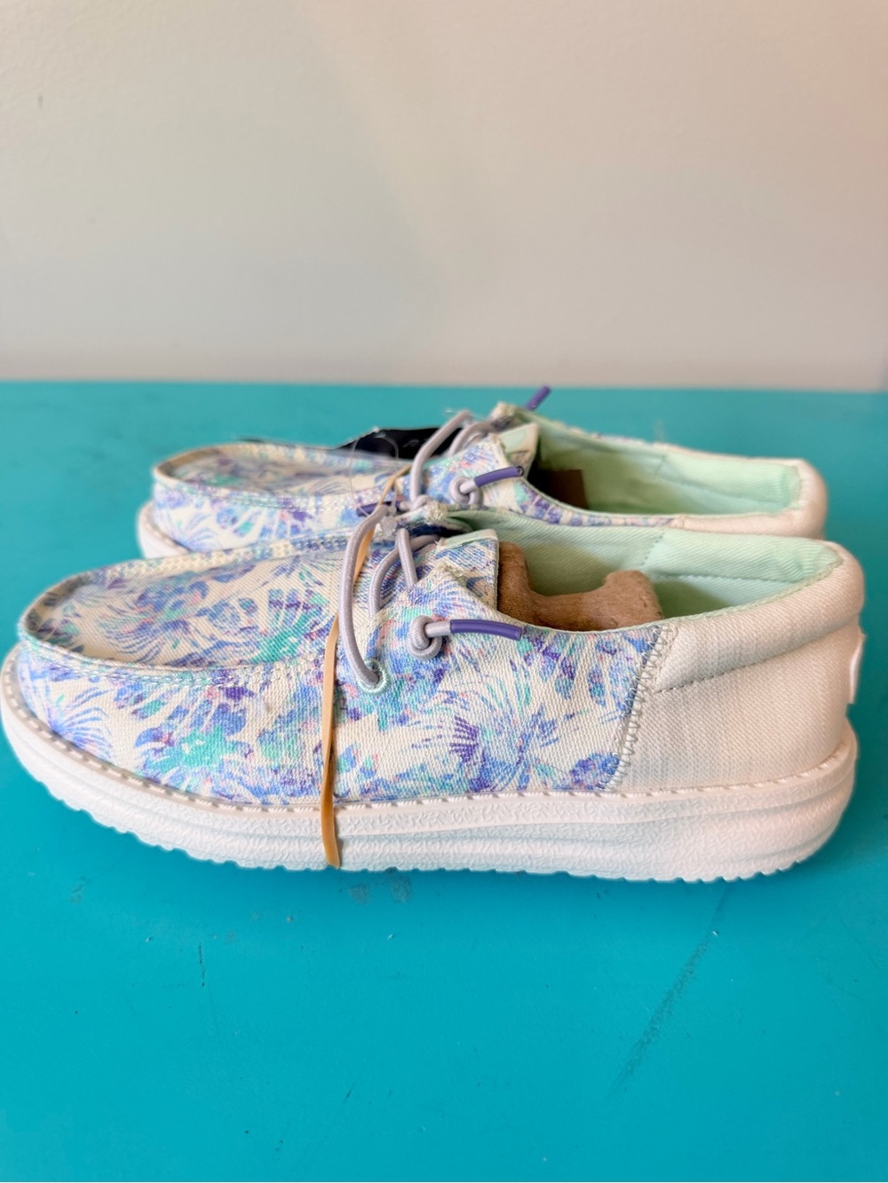 Hey Dude Kids Floral Canvas Sneakers - Pastel Blue & Mint